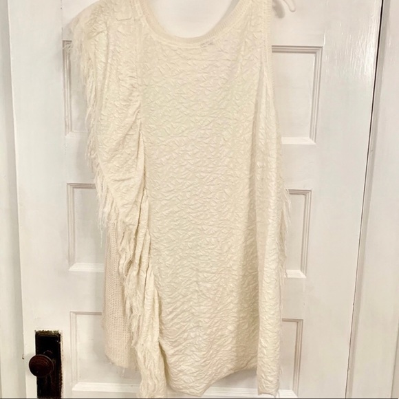 Free People Asymmetrical Cream Fringe Shirt - Picture 7 of 7